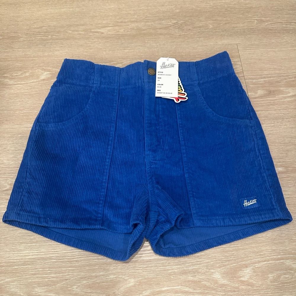 Horizon Blue High Waist Corduroy Shorts